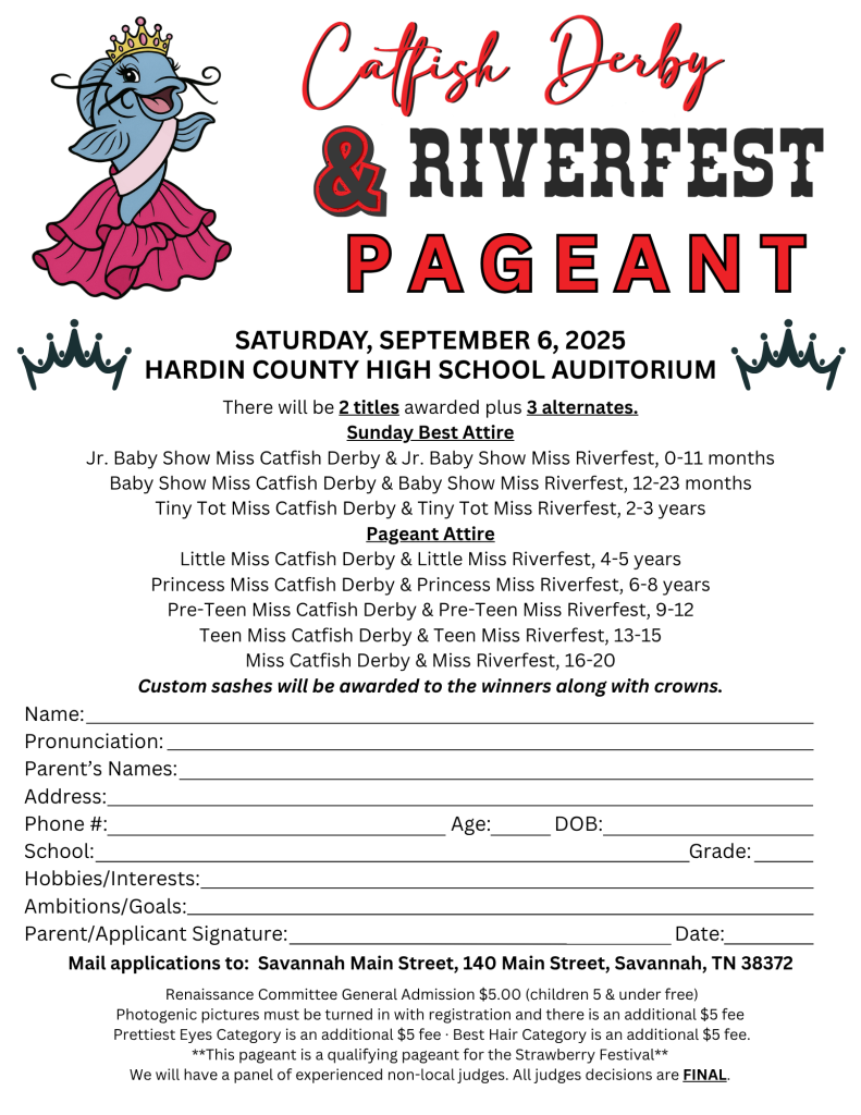 2025 Catfish Derby Pageant Sign Up Form